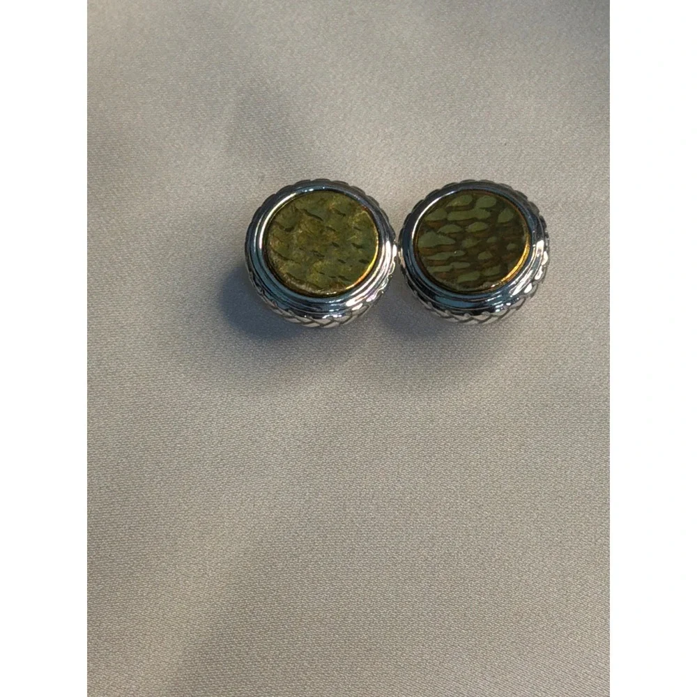 925 Sterling Silver Two Tone Round Cufflinks Braided Border Gold Textured Inlay